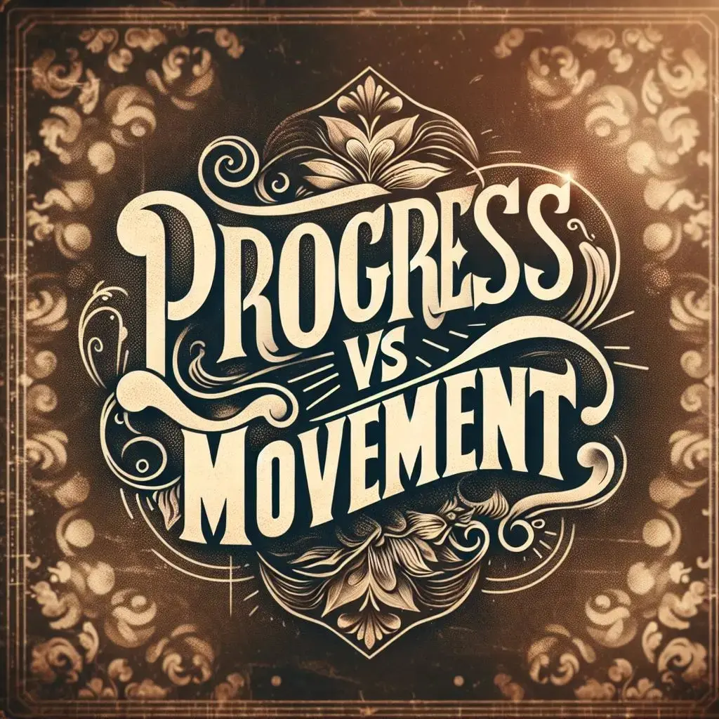 Elegant 'Progress vs Movement' text with vintage charm